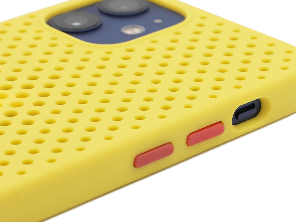 Děrovaný, gumový kryt na iPhone 12 Mini - Žlutý - 4